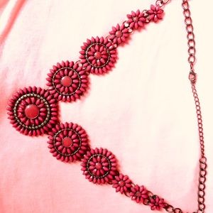 LAST CALL Edgy Maroon and Red Statement Necklace
